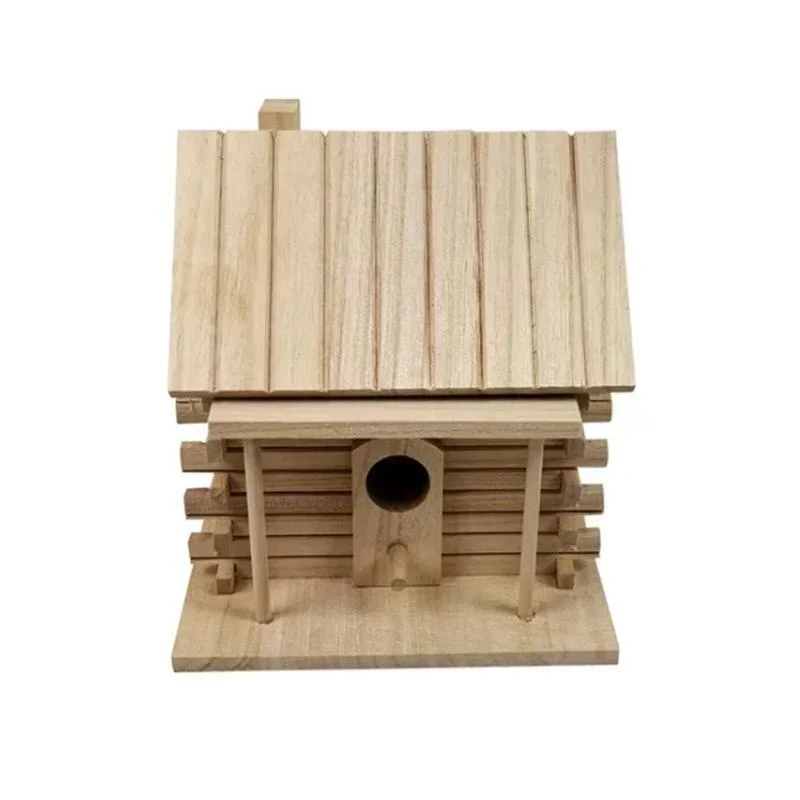Bird House Outdoor Decoration Wood Birds Nest Box DIY Parrot Cockatiels Swallows Nest Outdoors Roof Wooden Bird House Hanging Bird Cage bird house bird nest
