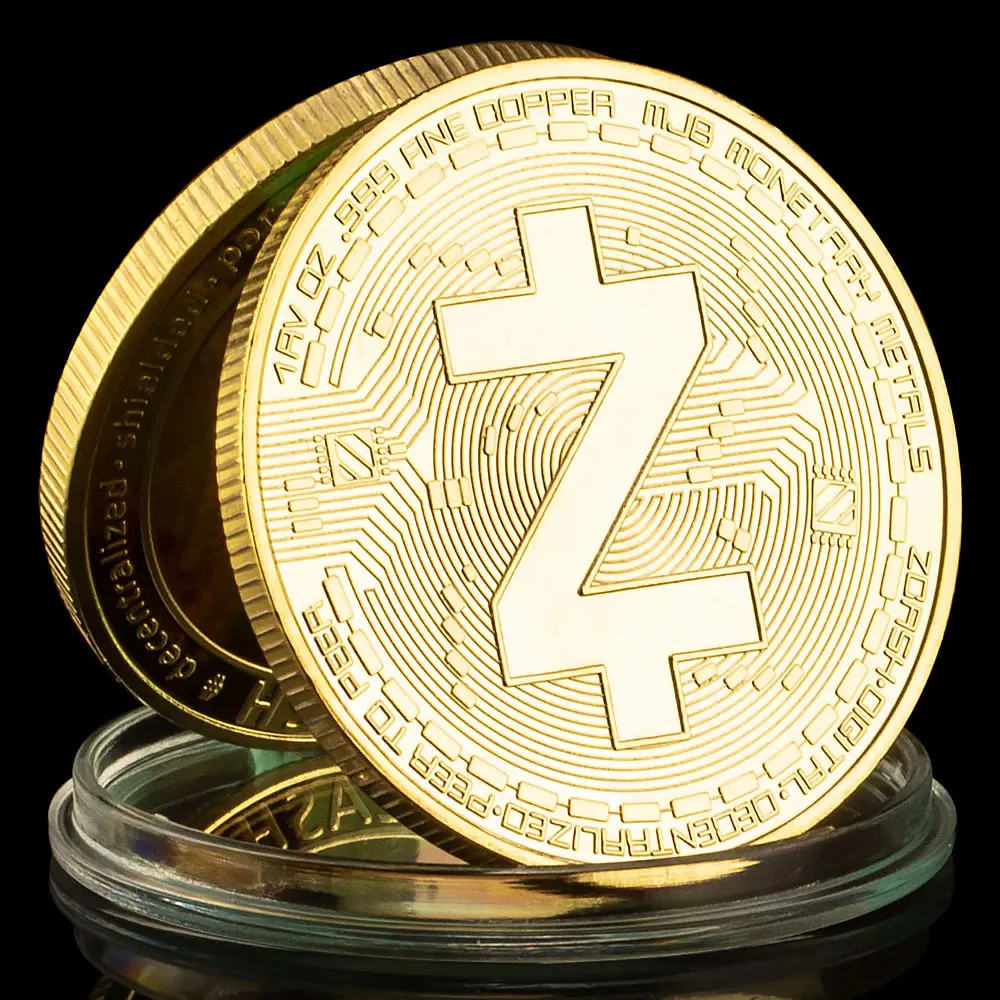 Golden Plated Zcash Cryptocurrency Souvenir Coin - Elegant Home Decor and Collectible Gift