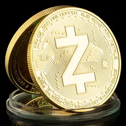 Golden Plated Zcash Cryptocurrency Souvenir Coin - Elegant Home Decor and Collectible Gift (Gold)