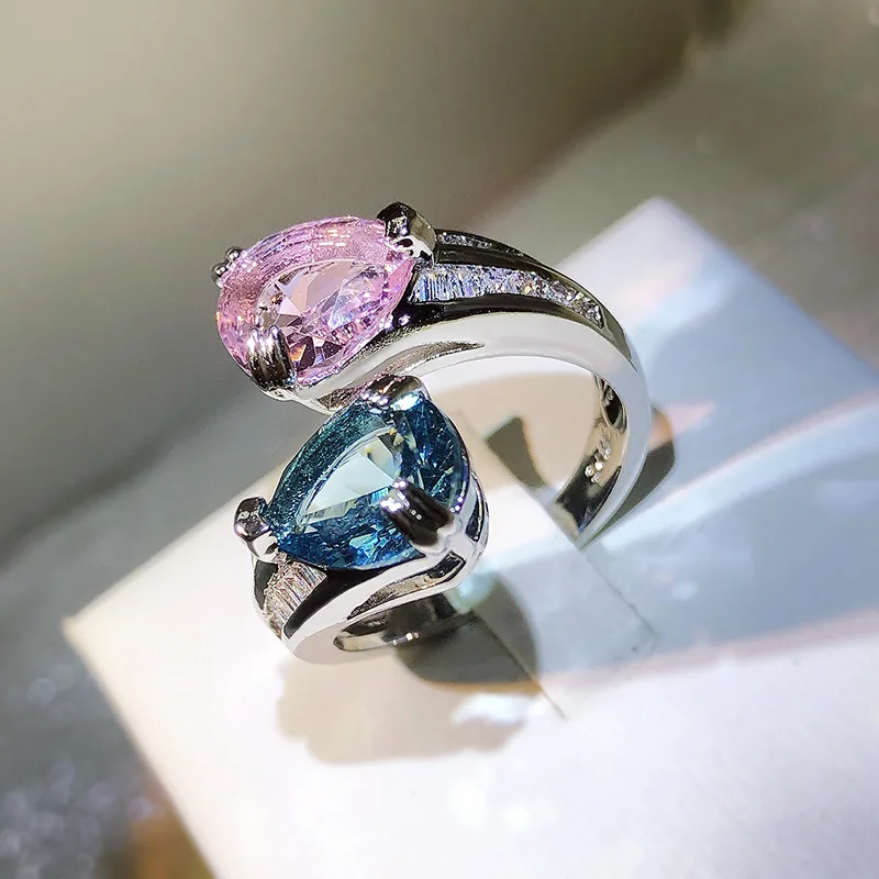 

Женское кольцо с бриллиантами, розовое кольцо неправильной геометрической формы, для помолвки или свадьбы, 2022