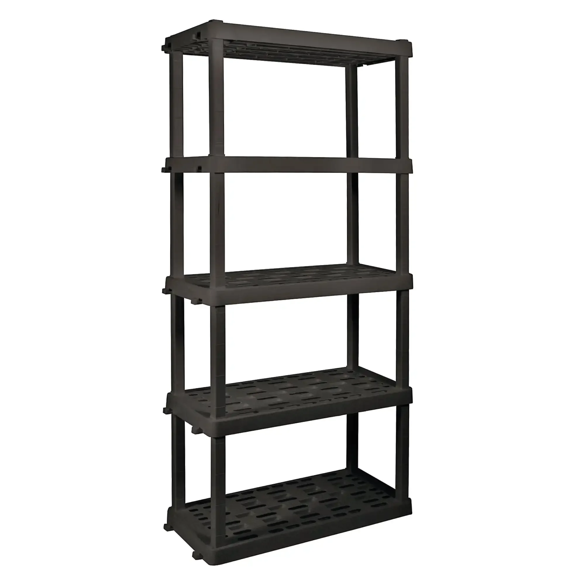 

Large 5-Tier Shelving Unit, W36 x D18 x H74" Interlocking Multipurpose Organizer, Black