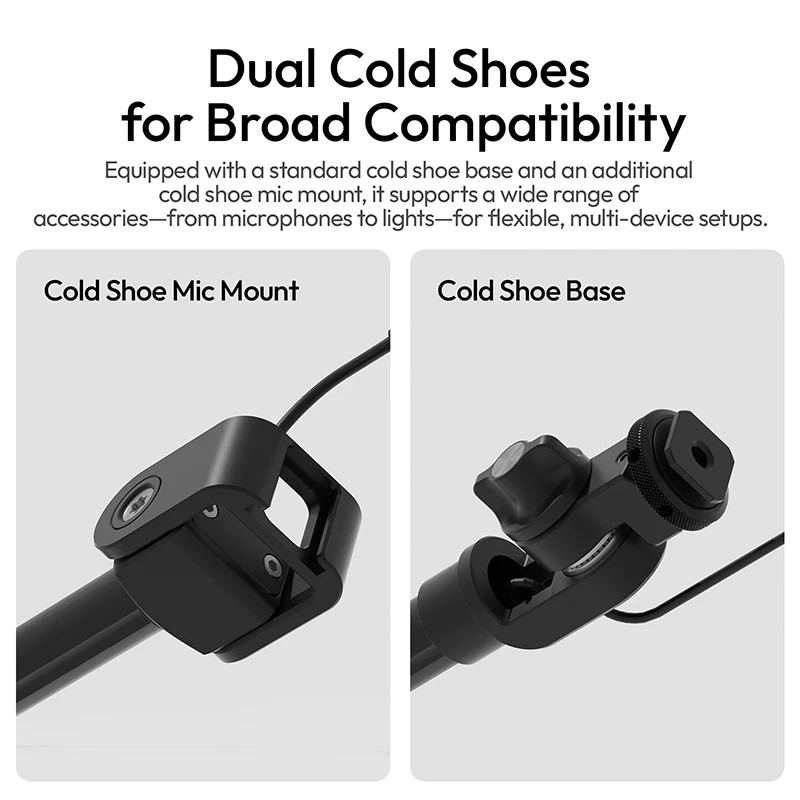 Ulanzi ZJ08 Mic Boom Pole Arm with Dual 180° Adjust for Camcorder DSLR Phone Street Interviews On-Location Events Outdoor Travel