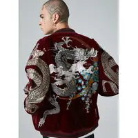 Winter Embroidered Dragon Baseball Uniform Coats Trendy Spring and Autumn Men and Women Heavy Yokosuka Chinese Style Coat 1