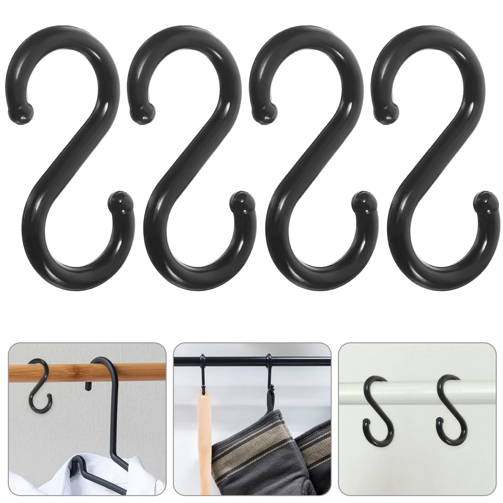 

100 Pcs S-shaped Hook Hooks for Kitchen Clothes Multipurpose Hanging Anti-slip Closet Hanger Plastic Coat Hangers