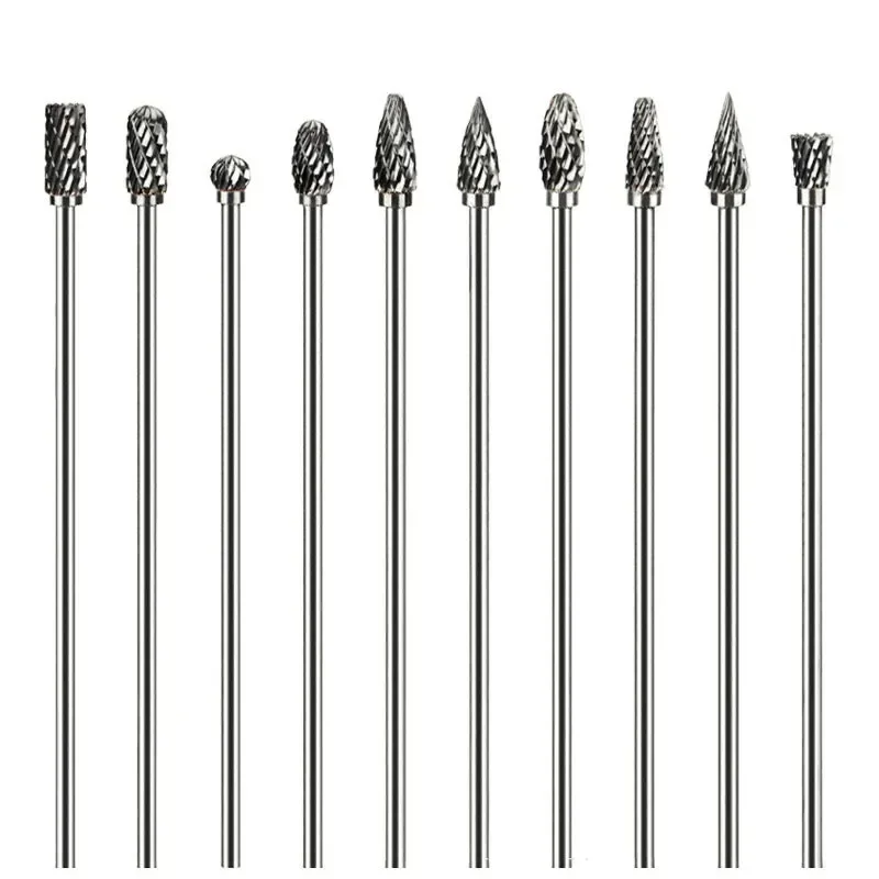 10pcs Assorted 3x6x100mm Extend Long Tungsten Carbide Grinding Point Burr For Dremel Grinder Die Grinder