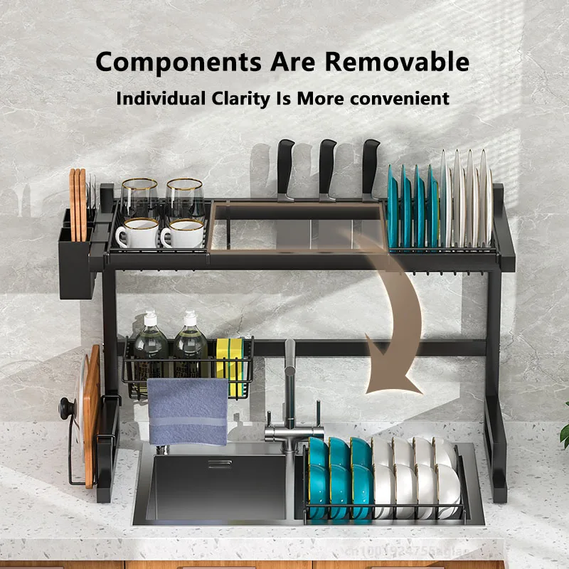 Kitchen Storage Rack Sink Dish Drying Holder Bowl Dish Chopsticks Organizer Shelf Cutlery Drain Rack Kitchen Countertop Rack 4