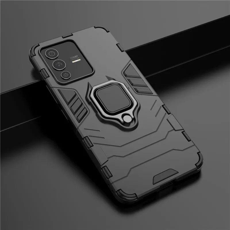Für vivo V23 V21 V21e V20 SE Pro Hybrid Hard PC + Soft TPU Armor Surper Anti-Drop Case Rotating Ring Stand Holder Cover_voghion.com