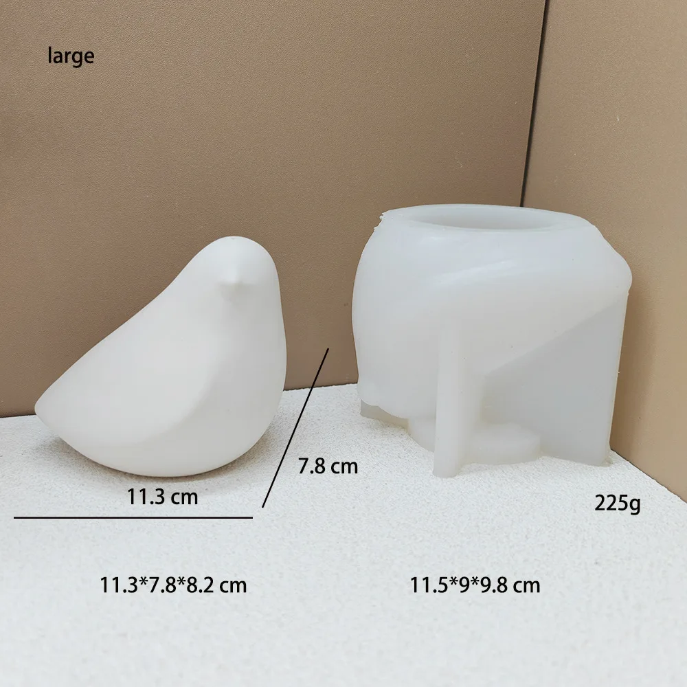 Stereoscopic Bird Candle Mold Concrete