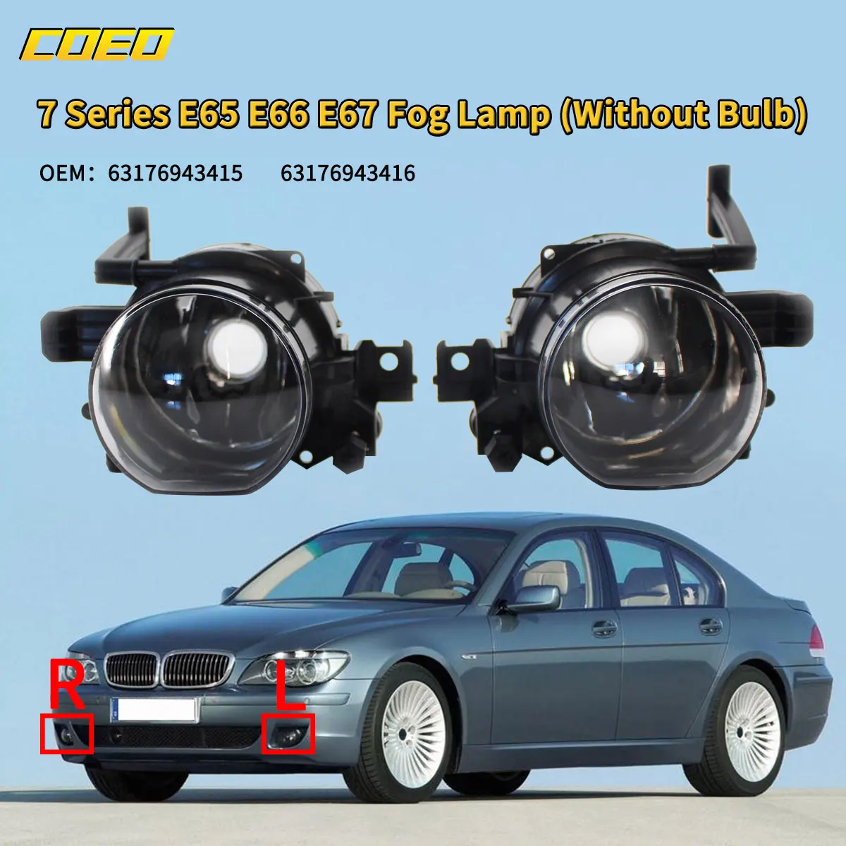 

1 pair of fog lamp bezel right/left light housing replacement 63176943415 63176943416 For BMW 7 Series E65 E66 E67 750 760