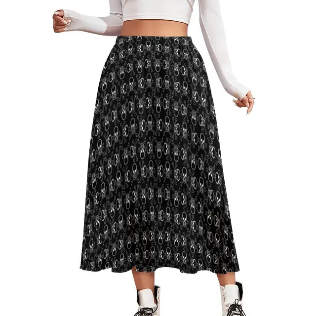 Realistic Skull Skirt Cool Skeleton Print Cute Boho Skirts