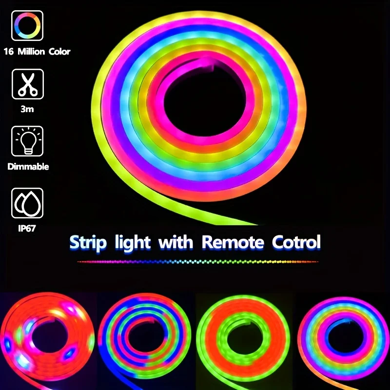 RGBIC Waterproof Flexible Neon LED Strip with App/Remote Control, Music Sync DIY Lamp for Living Room, Bedroom, Wall Decoration