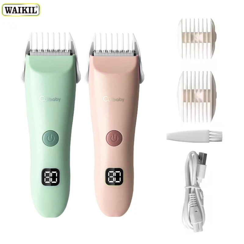 WAIKIL Professional Baby Electric Hair Clipper Silent Hair Trimmer USB Charging Cordless Digital Baby Clipper Ultra Silent 6