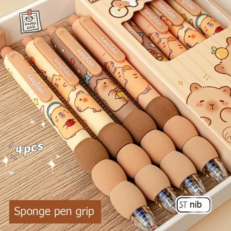 4Pcs Cartoon capibara erasable neutral pen