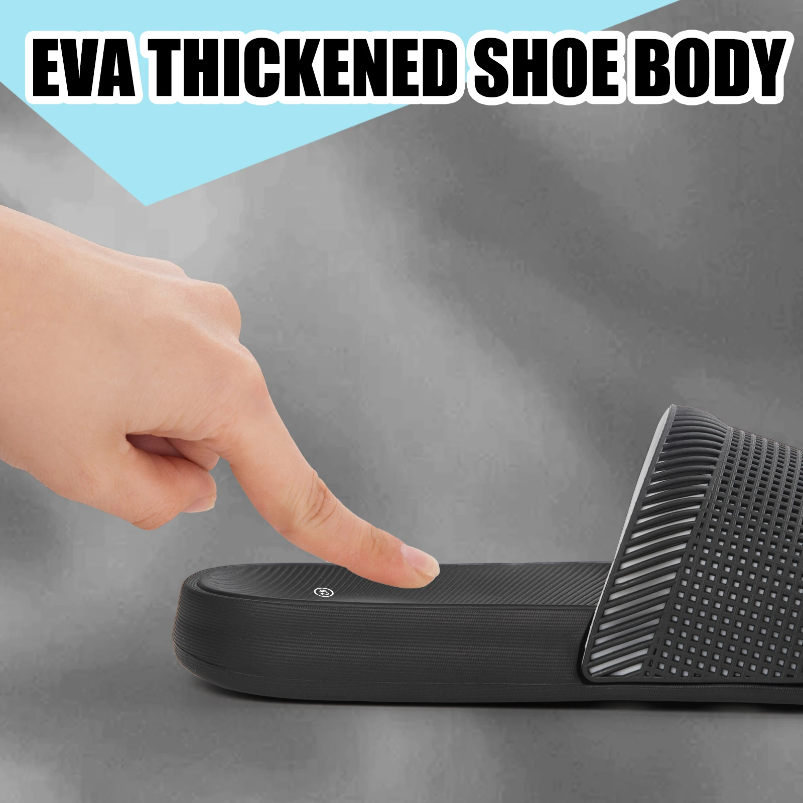 Men's padded EVA material shower quick drying home outdoor wear casual daily solid black flat slippers