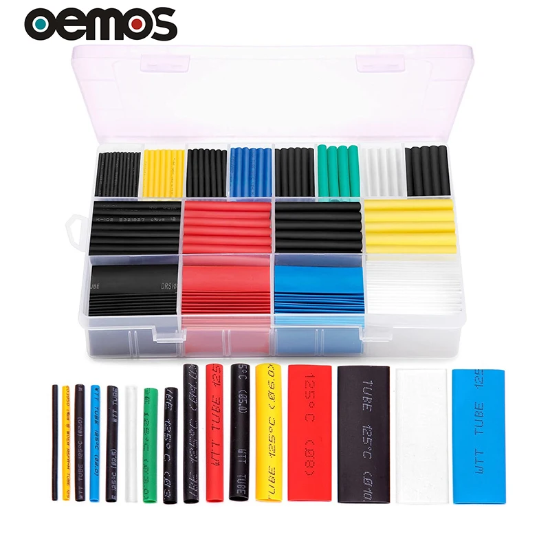 Heat-shrink Tubing Thermoresistant Heat Shrink Tube Wrapping Kit Electrical Connection Wire Cable Insulation Sleeving 127-800pcs heat shrink tubing