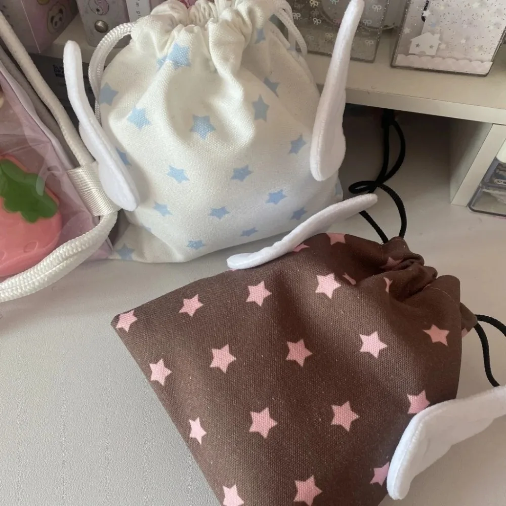 Canvas Storage Bag with Star Pattern for Cosmetics and Stationery