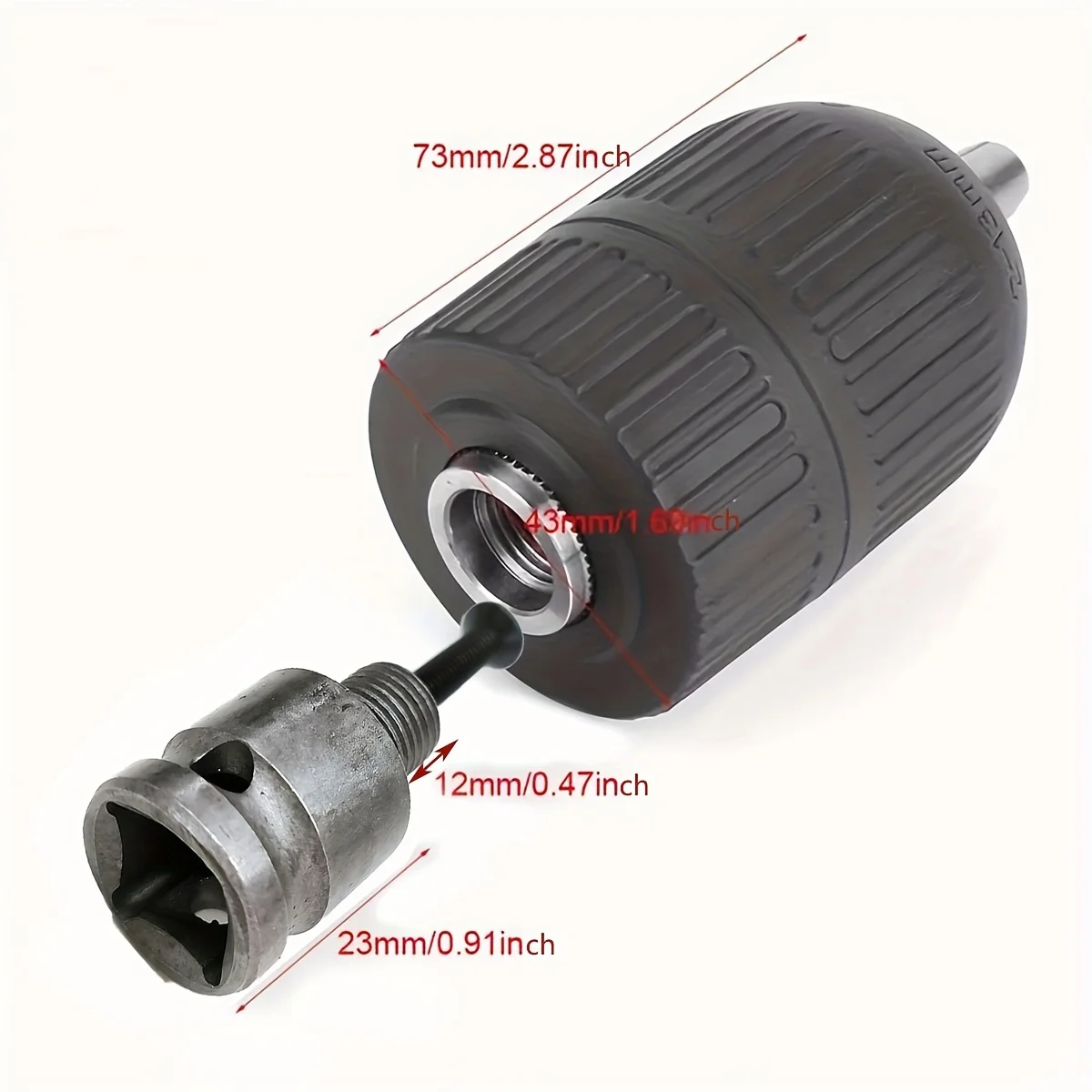 Drill Chuck 1/2inch Chuck Socket Square Female Adapter 1/2-20UNF Quick Grip Keyless 2mm~13mm Clamp Range