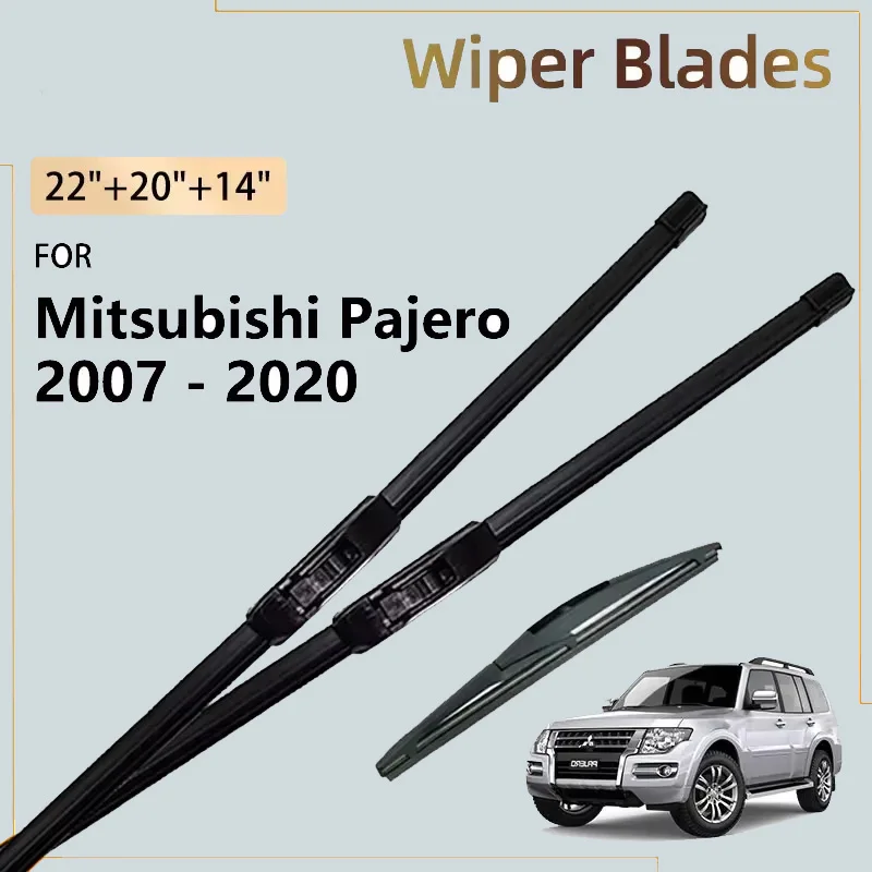 3x Front Rear Wiper Blades For Mitsubishi Pajero V80 V87 V93 V97 2007 - 2020 Montero Shogun Windshield Windscreen Window Brushes
