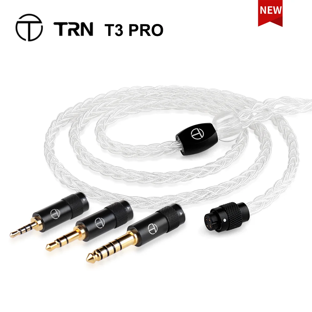 

TRN T3 PRO 8 Core Pure Silver Cable 2.5/3.5MM With MMCX/2PIN Connector Upgraded Wire Earphones Cable For TRN VX PRO BAX MT1 PRO