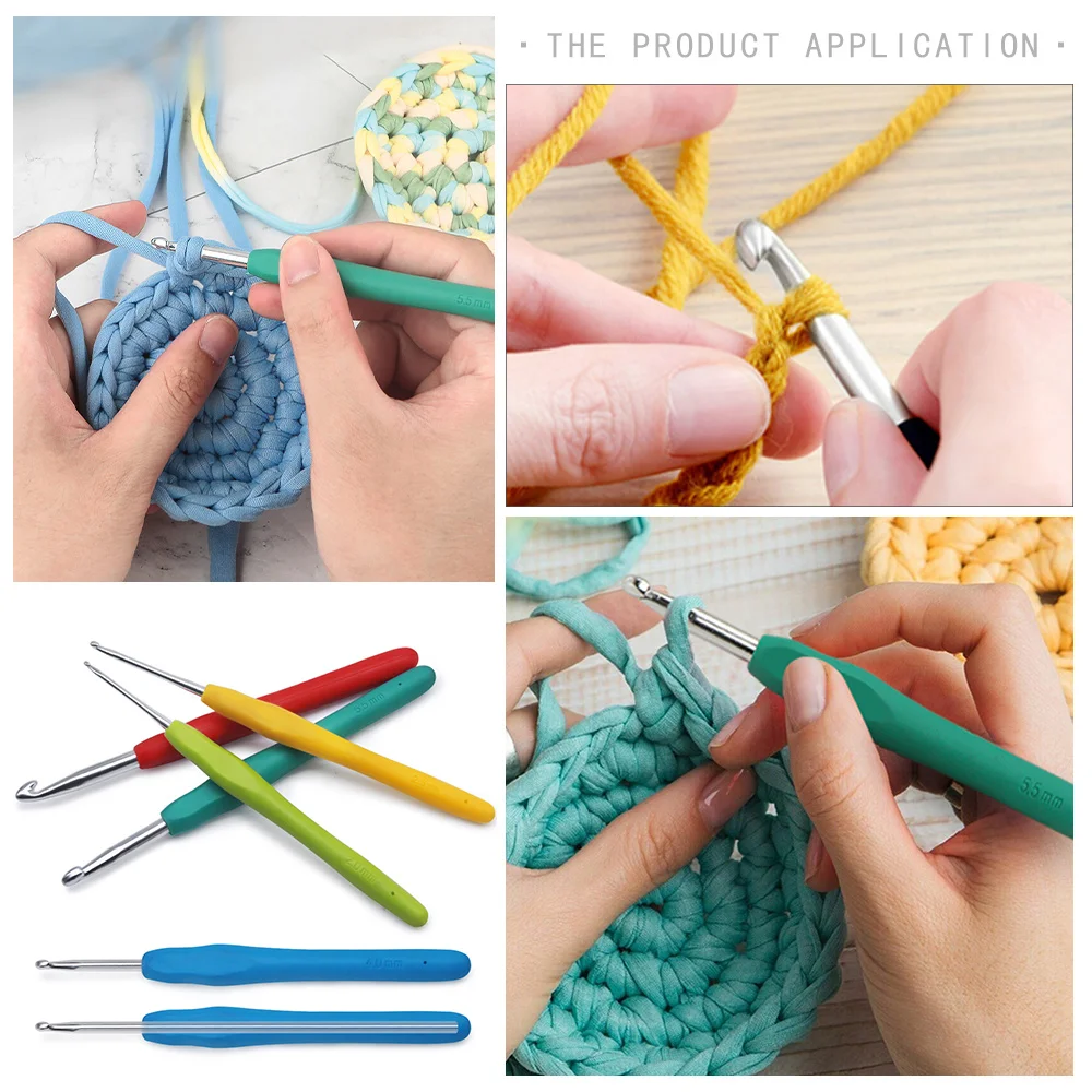 Crochet Hook Non-slip Color Crochet Knitting Crochet Double-headed Knitting Tool Silicone Soft Handle