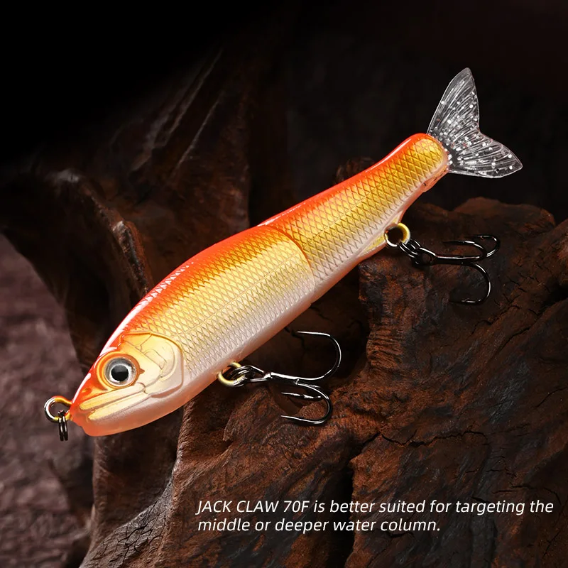 BLUX JACK CLAW-señuelo de pesca flotante lento, 70mm, 4,2g, Swimbait articulado, pececillo, Wobbler, cebo duro Artificial para Lucio, trucha