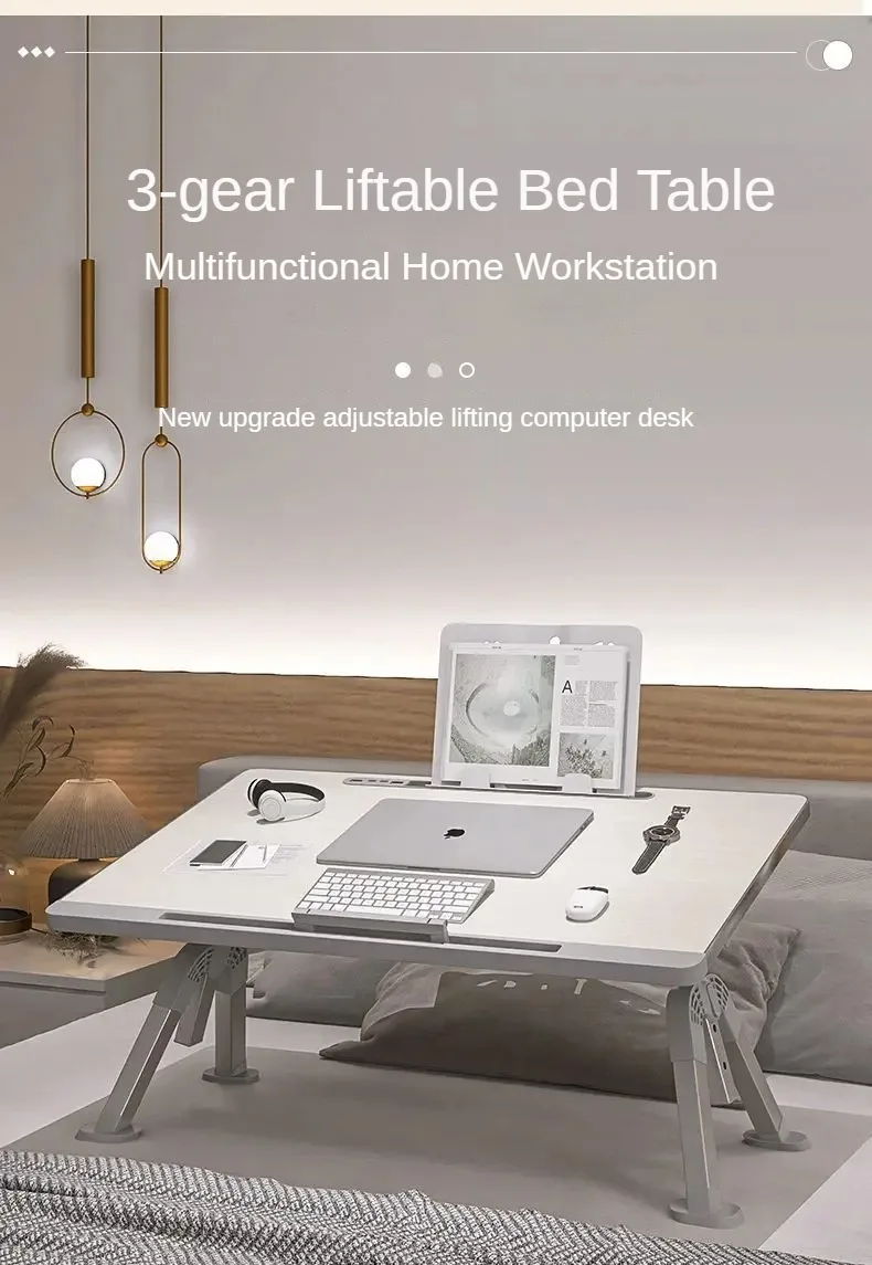 Description Picture 2 of itemFolding Bed Desk for Laptop, 3-gear Adjustable Laptop Desk Bed Table, Gaming Desk for Bed, Breakfast Tray Desk, Home Workstation