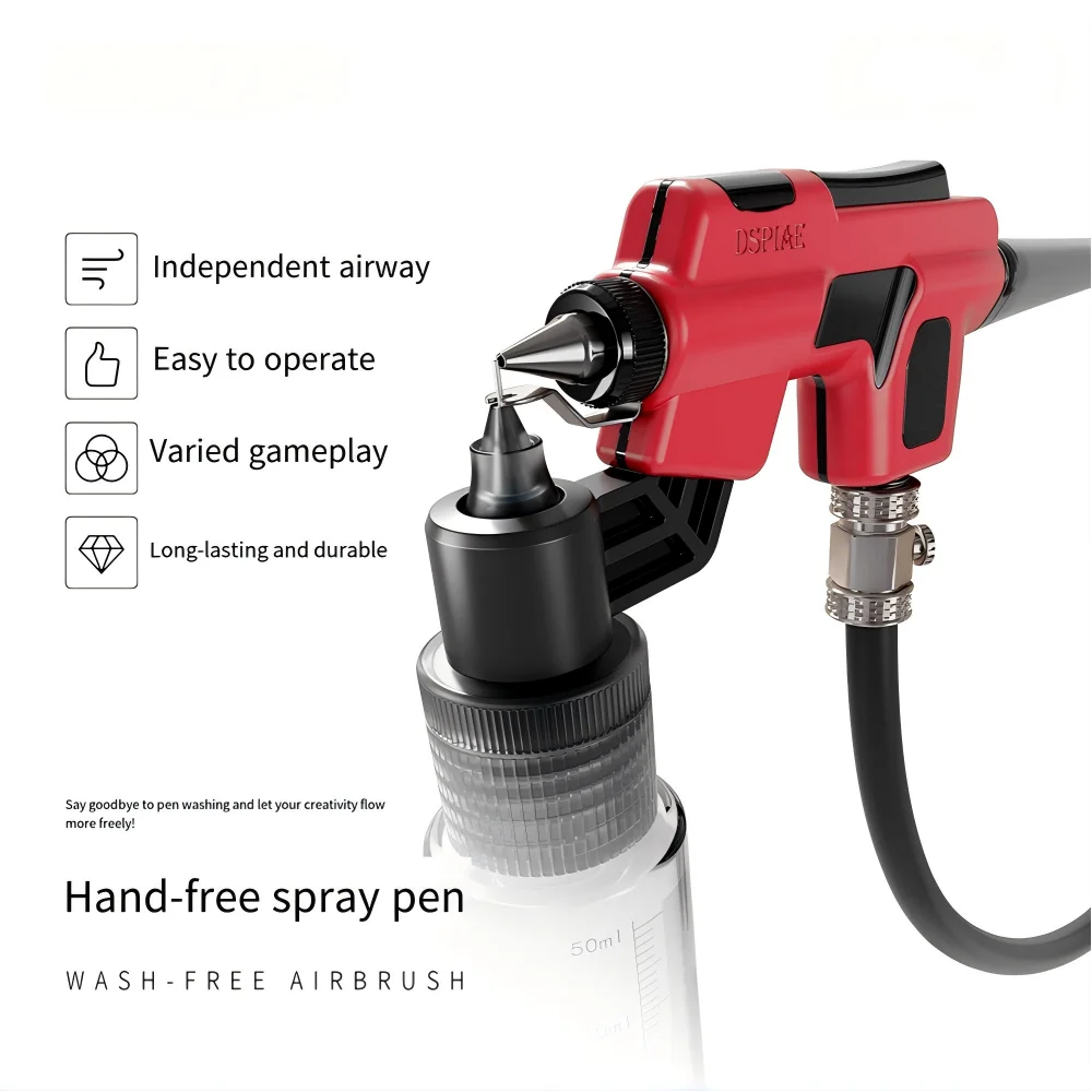 DSPIAE PT-AB Set de Aerógrafo sin Necesidad de Limpieza con Soporte para Marcadores, Fácil de Usar para Pintar Modelos, Herramienta para Modelismo y Manualidades