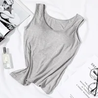 Women's Vest Tops With Built In Bra Neck Vest Padded Slim Fit Tank Tops Sexy Shirts Feminino Casual Underlay shirt slimming - Image 4