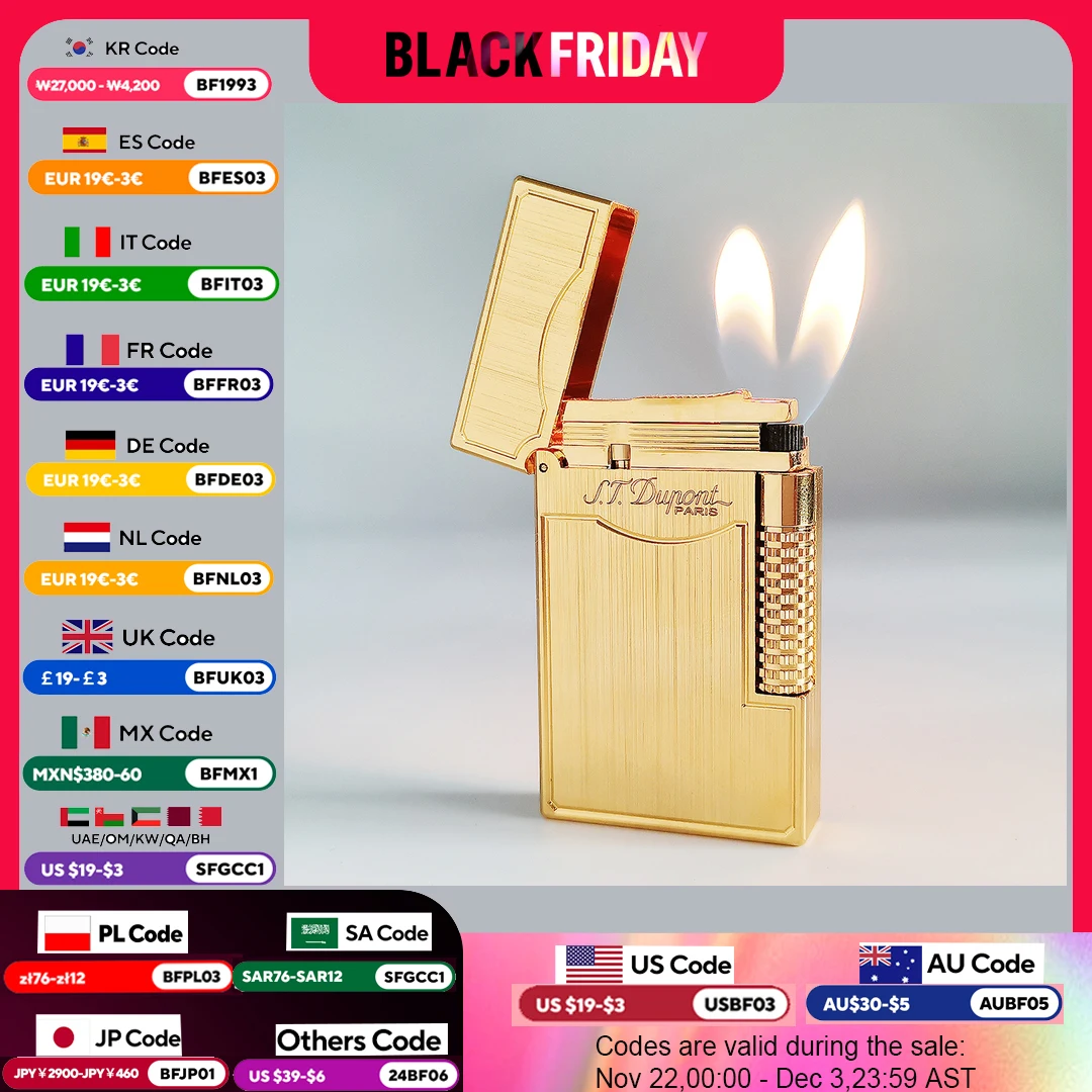 Memorialize Brass Cigarette Gas L2 Lighter Dual Flame Bright Sound Cool Smoking Accessories Men Anniversary Gifts Double Fire