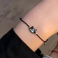 Cute Cat Bracelet Women Men Hand Woven Black Red Hand Rope Adjustable Charms Couple Bracelets Gift  Fashion Jewelry Accessories - Image 5