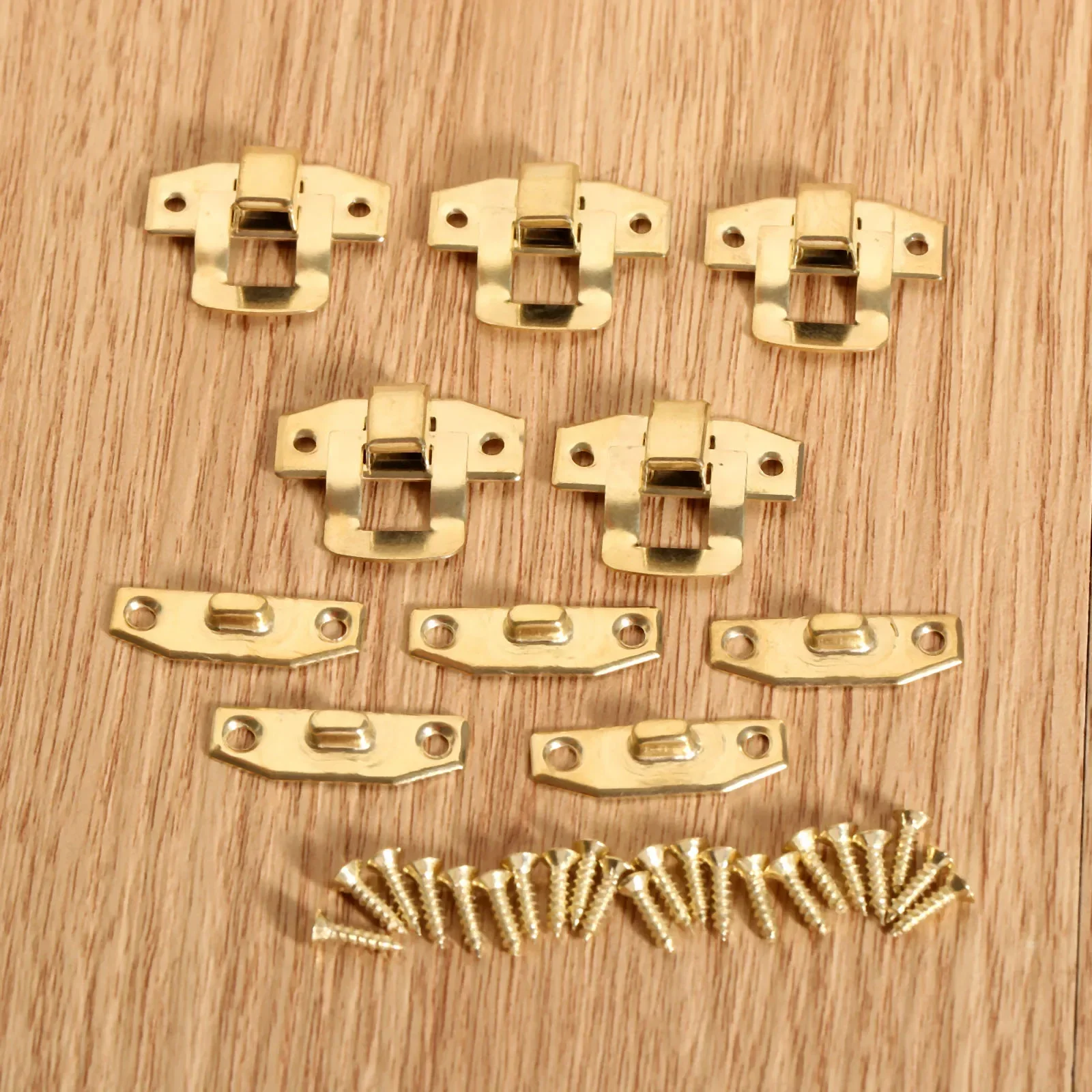 5Pcs Gold Iron Toggle Hasps Lock Latch Catch Clasp Furniture Jewelry Wooden Box Suitcase Decorative Buckles with Screws 23x20mm