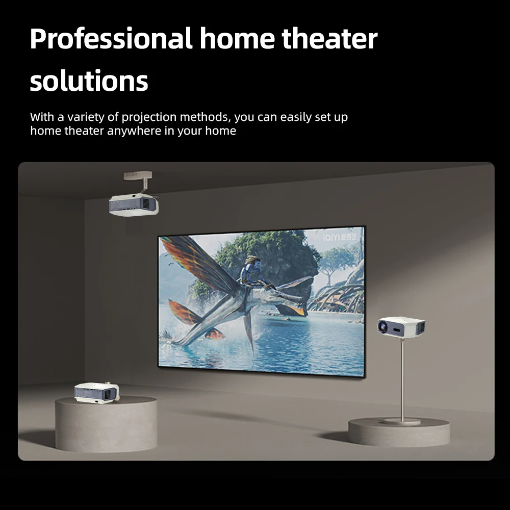 Portable Projector Mini Projector Video Projector AUN A004 Pro LED Projector Android TV WIFI 3D Electric Focus Full HD 1920x1080P Home Cinema Theater Smart MINI 4K VideoProjector