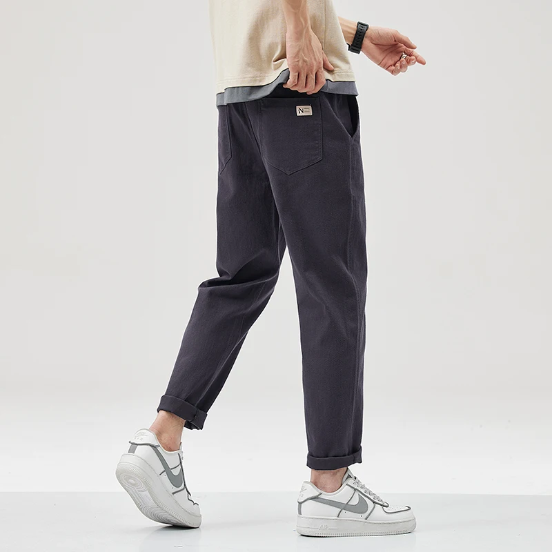 Harajuku Street Youth Fashion Harem Pants 2024 Spring Summer New Elastic Waist Slim Small Straight Casual Cargo Trousers
