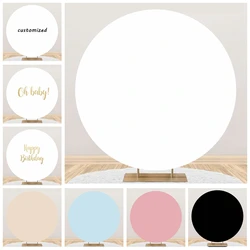 White Round Backdrop Cover for Party Black Pink Solid Color Circle Background Baby Shower Birthday Adult Portrait Wedding Decor