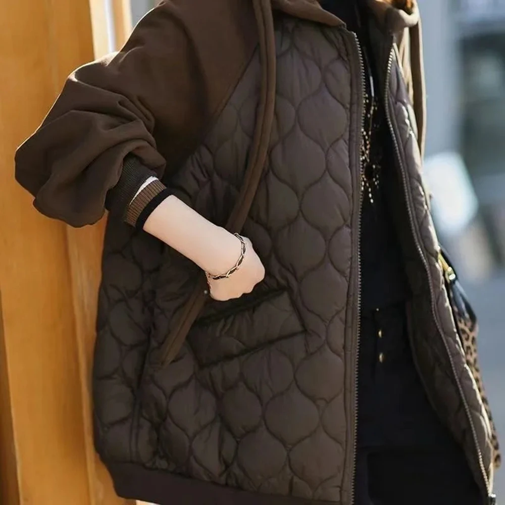 

Winter Women Hooded Down Cotton Coat Female Solie Long Sleeve Parkas Thick Warm Jackets for Women Loose Casual Woman Outwear