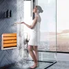 Folding Shower Seat Wall Mounted Foldable Shower Bench,Home Care Teak Shower Seat The Anti Pinch Design Makes Folding Safer 5