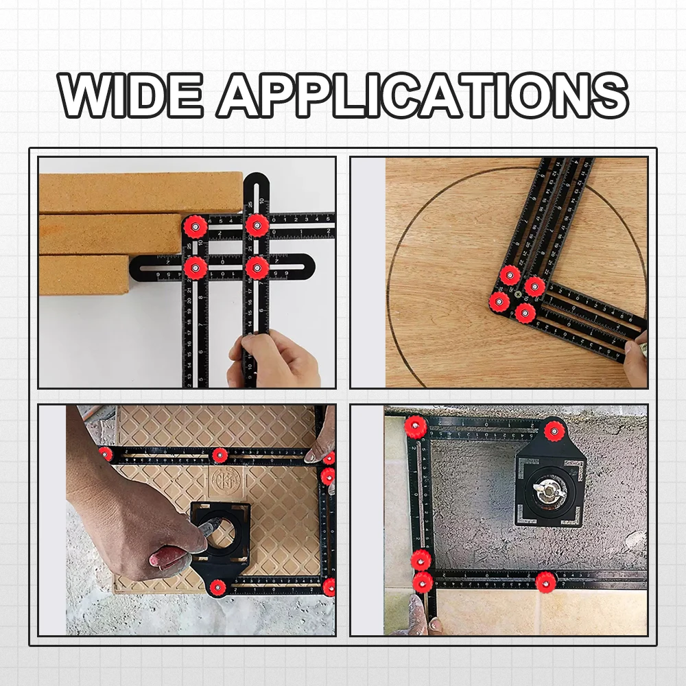Angle Measuring Ruler Aluminum Alloy Multi Angle Ruler Finder Measure Ruler 2 Drill Tile Hole Locator Woodworking Construction tool