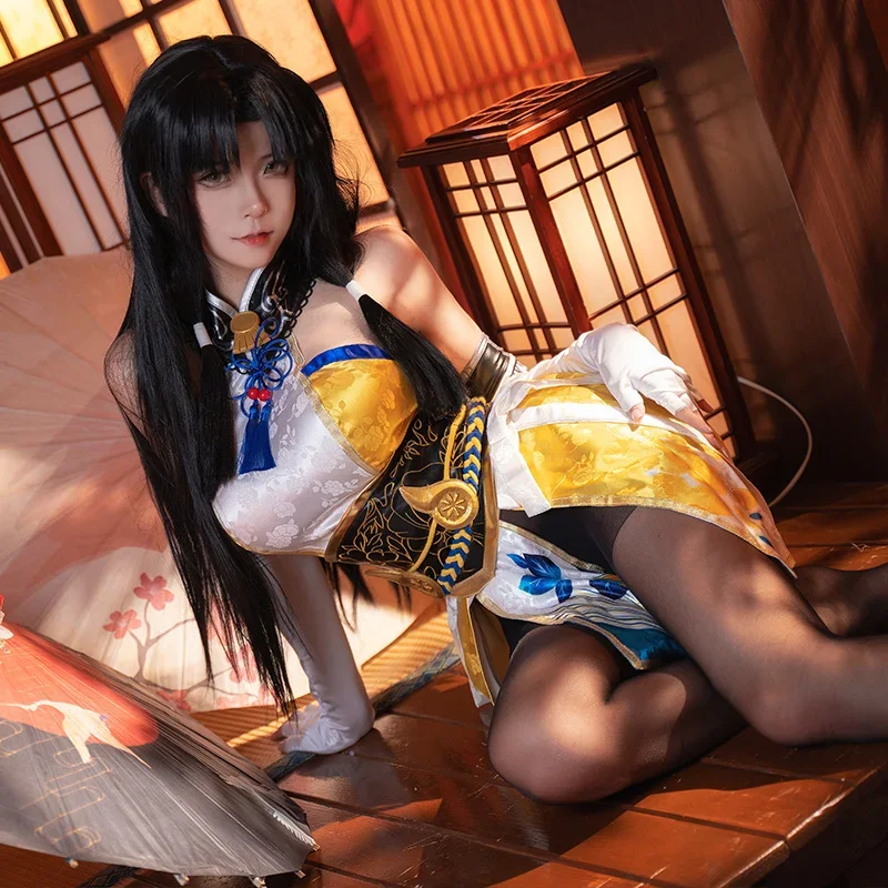 

Game NARAKA Bladepoint Cos Kurumi Cosplay Otaku Kaori Black And White Sexy Cheongsam Female Outfit