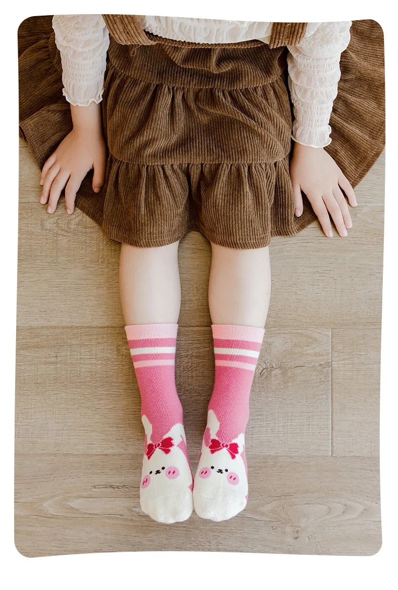 5 paare/los neue Frühling Herbst Kinder Baumwoll socken Kinder Mädchen Junge Baby niedlichen Cartoon weich warm für 1-12 Jahre Student Teens Socken – Detail 4