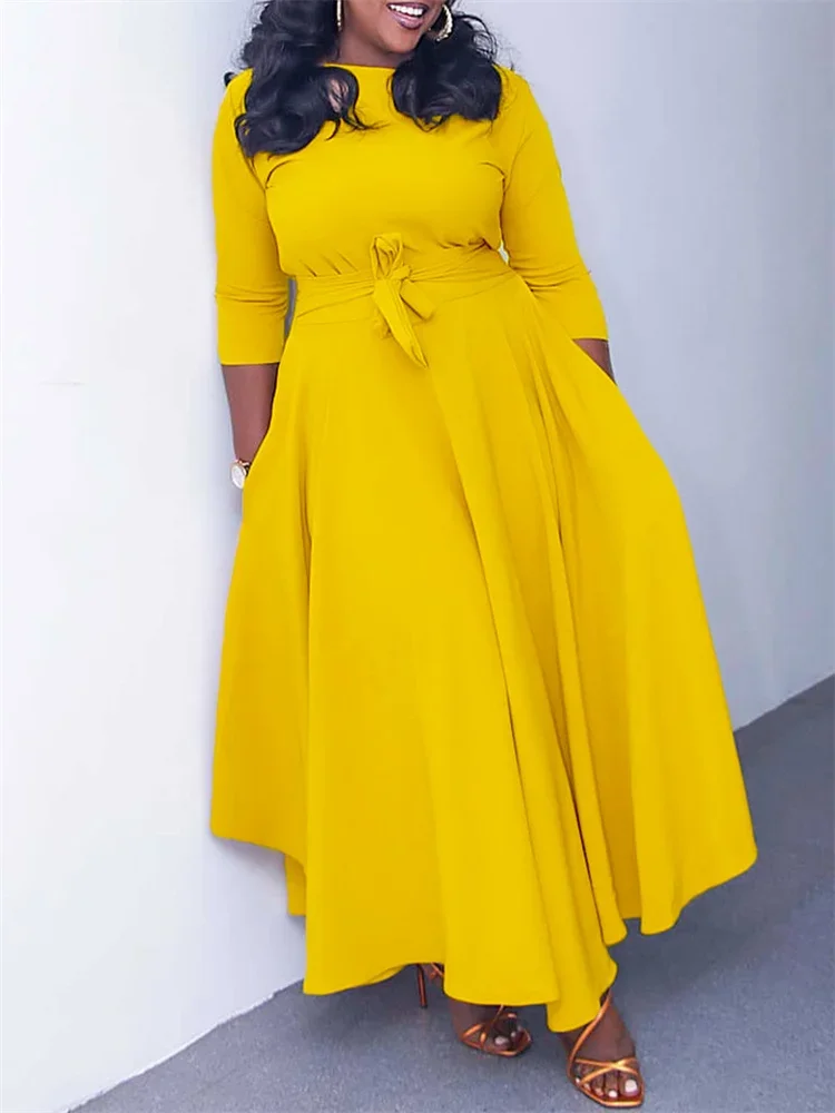 Wmstar Dresses for Women S-3XL Long Sleeve Fashion Elegant Bandage Maxi Dress Fall Clothes Office Lady Wholesale Dropshipping