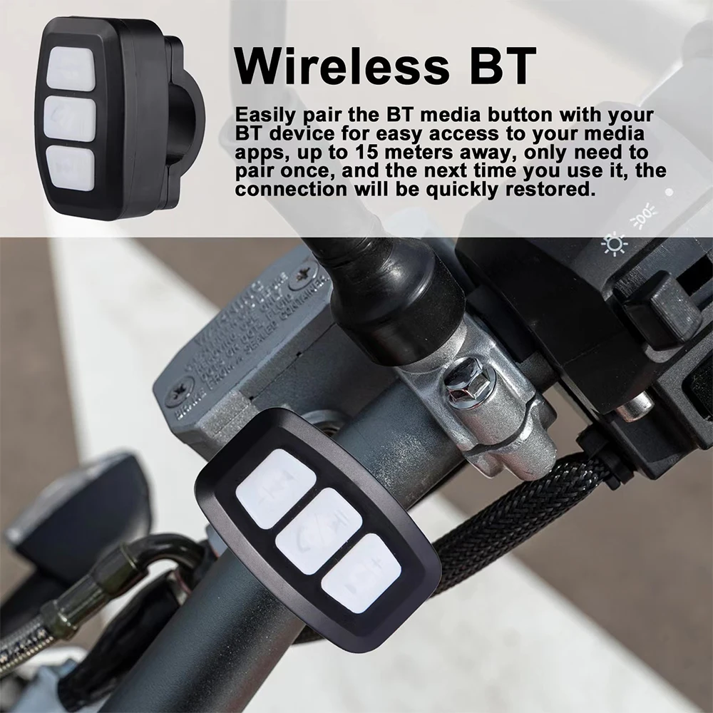 Wireless Remote Control Wireless Remote Controller Wireless Media Remote Wireless Media Controller Media Remote Controller Media Wireless Bluetooth Button Remote Controller Car Motorcycle Bike Steering Wheel MP3 Music Play For Android IOS Phone Tablet