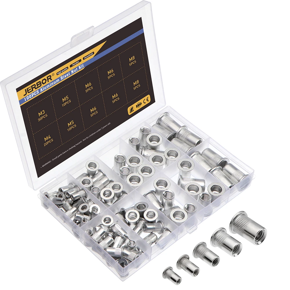 Aluminum M3 M4 M5 M6 M8 Rivet Nuts Insert Rivnut Nutsert 100/90/20pcs Flat Head Rivet Nuts Home Improvement rivets and fasteners,rivets and screws
