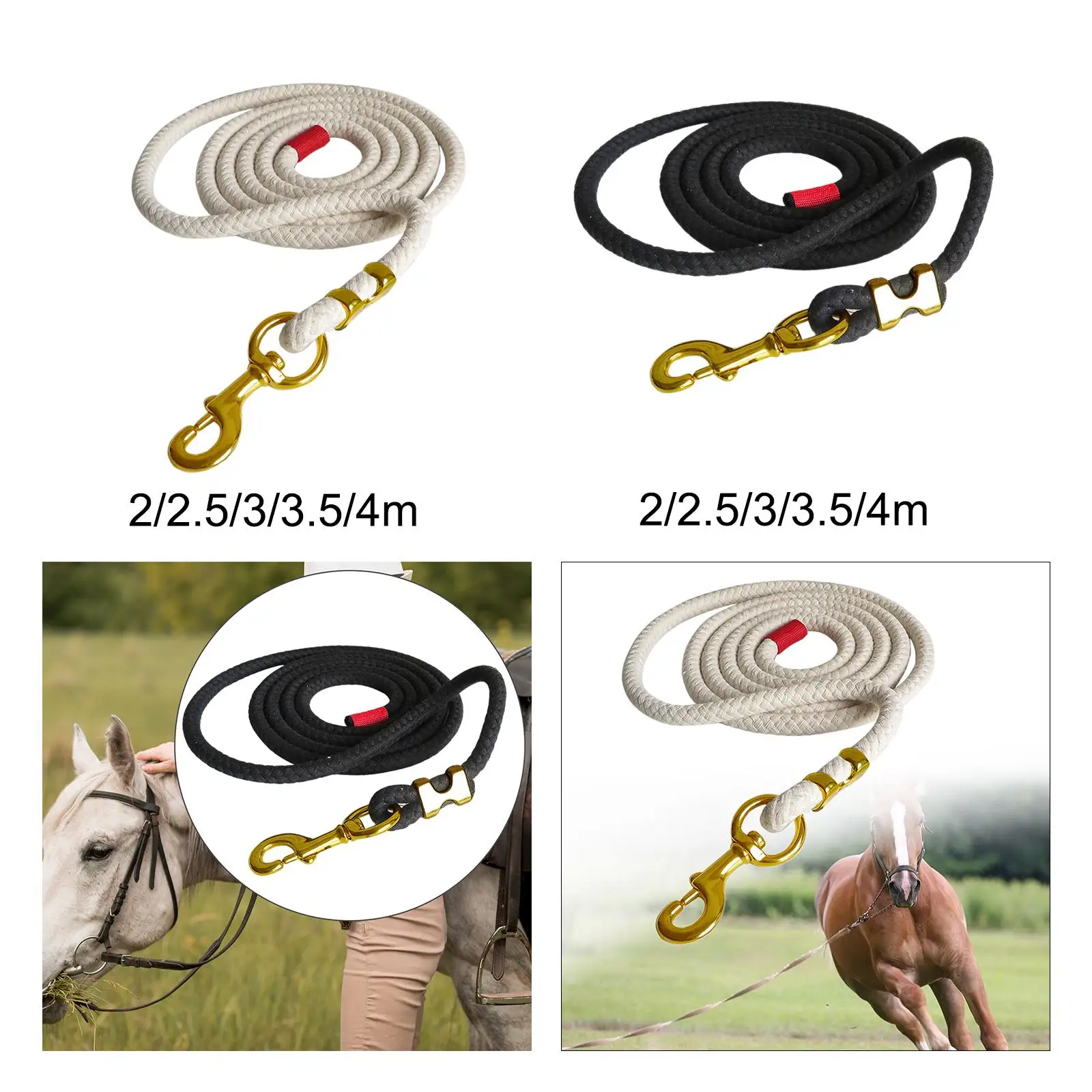 Horse Lead Rope Heavy Duty Long Attach to Halter or Harness for Livestock with Bolt Snap Equestrian Equipment Braided Horse Rope