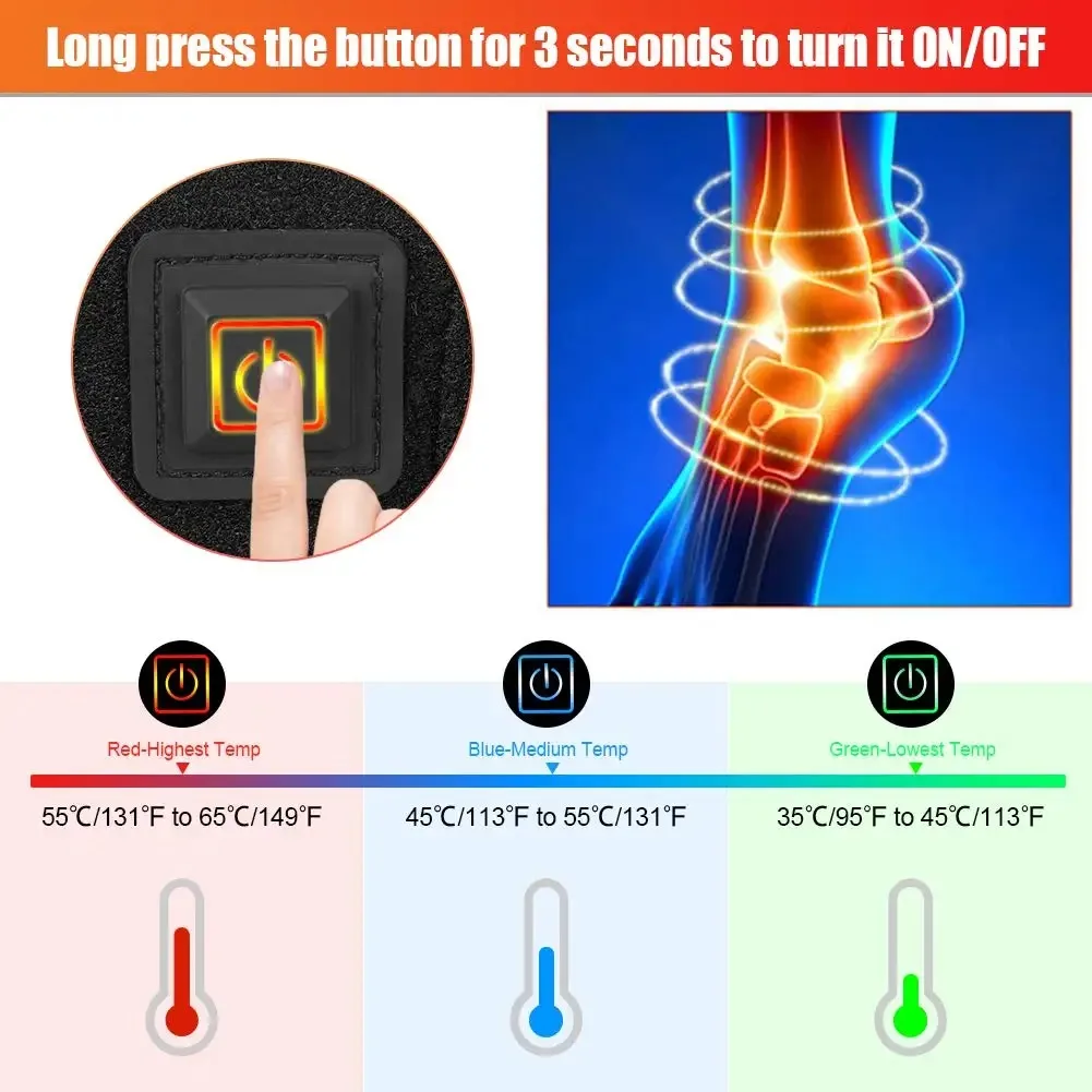 Heated Foot Ankle Belt Ankle Massager Support Heating Ankle Adjustable Temperature Arthritis Pain Sports Ankle Foot Heating Pad