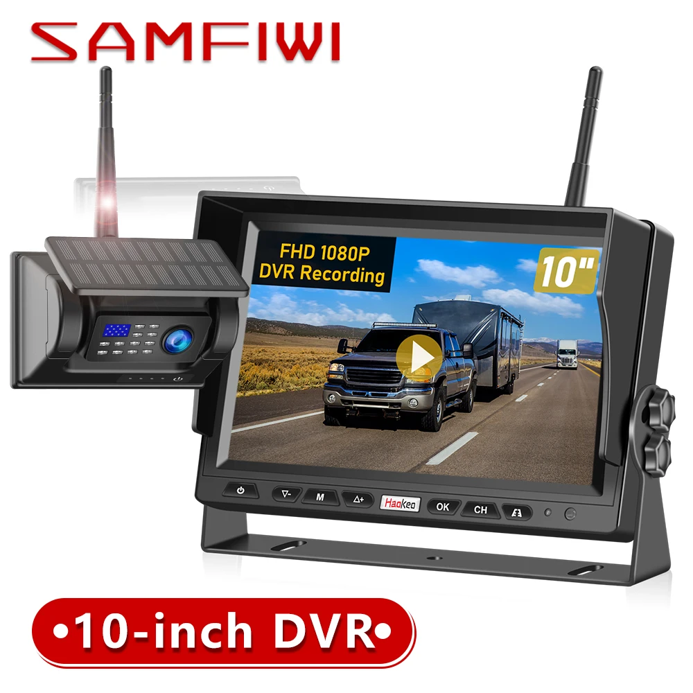 

Камера заднего вида HD 1080P, 10 дюймов, с солнечной панелью