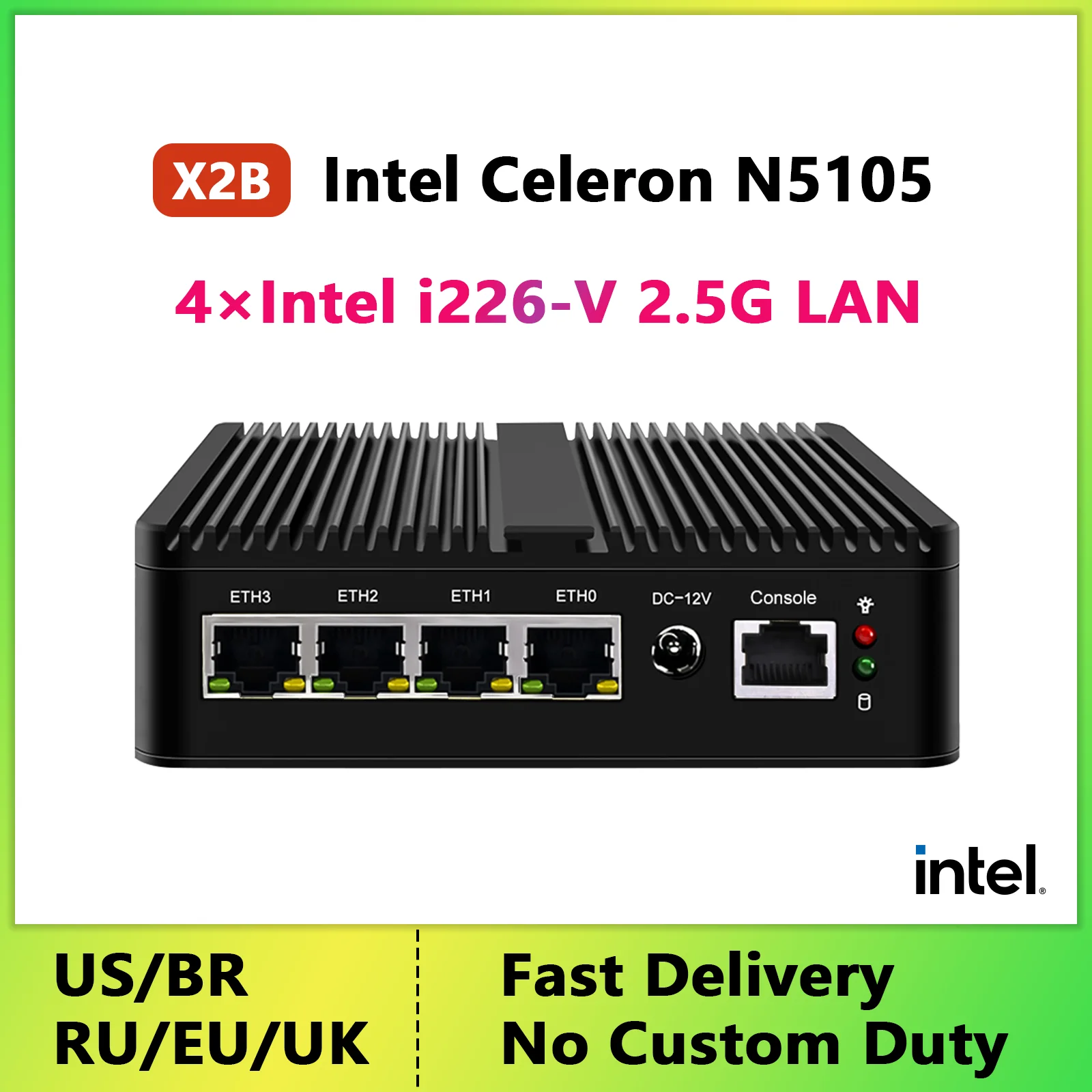 Fanless Mini PC pfSense Celeron N5105 4 * Intel i226 i225 2,5G LAN