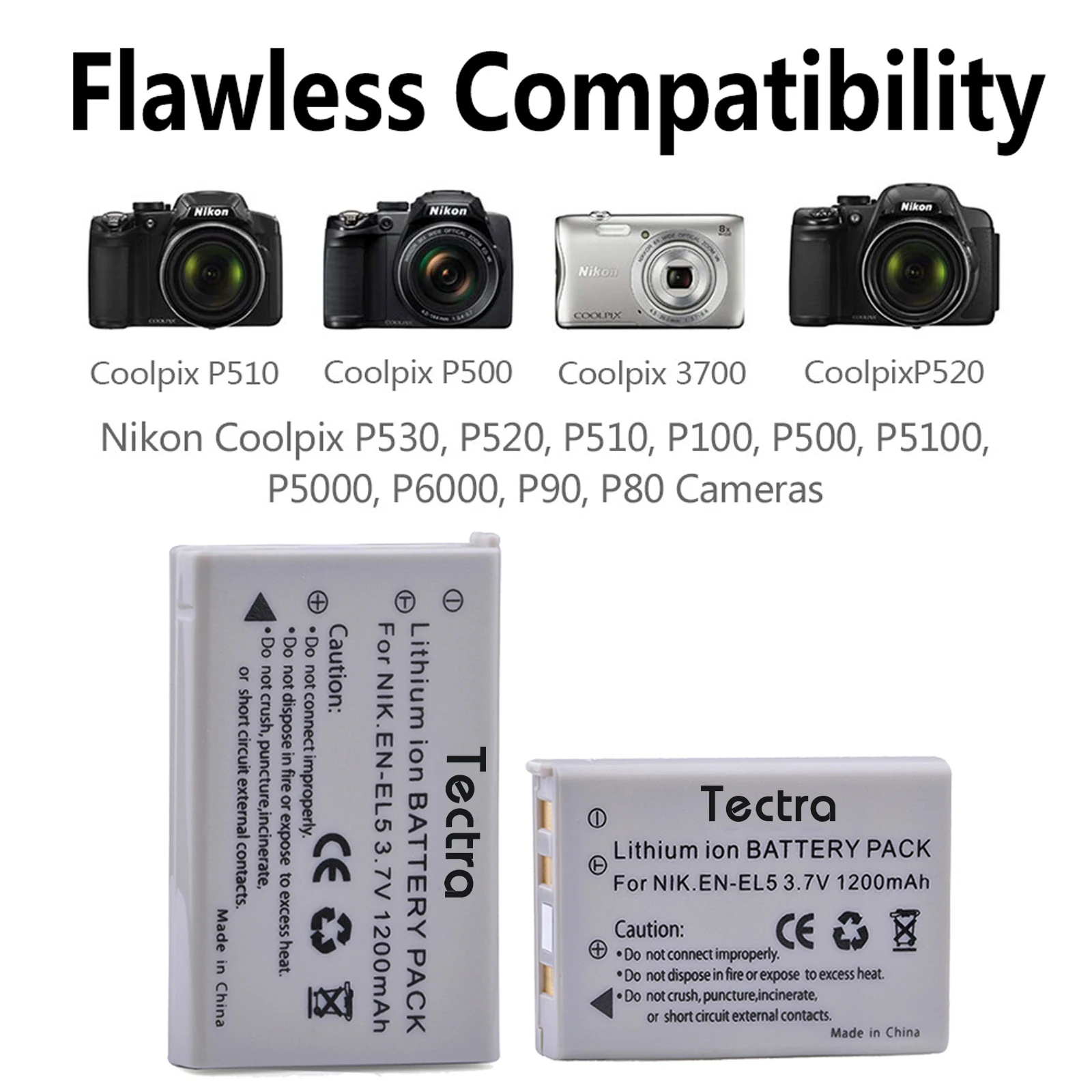 EN-EL5 ENEL5 Camera Battery& LED USB Charger for Nikon Coolpix P530 P520 P510 P100 P500 P5000 P5100 P6000 3700 4200