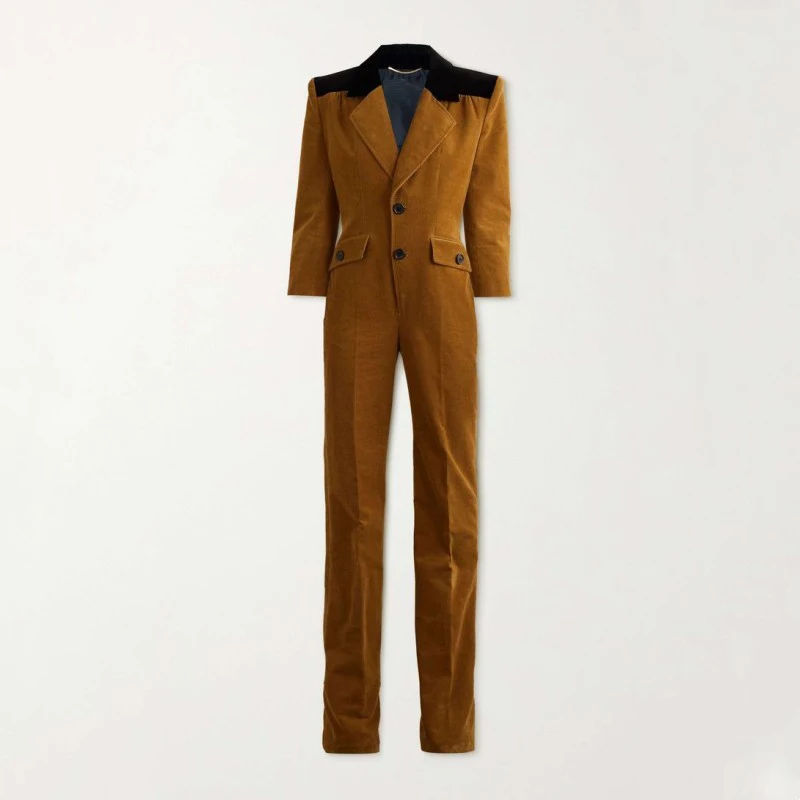 2022 Women's Single Breasted Two-Piece Blazer + Pants Casual Business Suit Solid Color Corduroy Travel Party Fashion