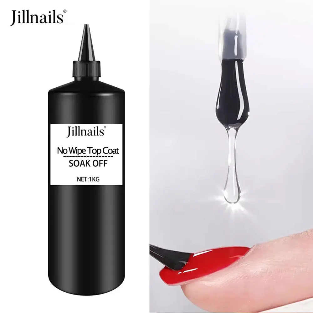 Jillnails 1kg No Wipe Top Coat UV Gel UV Nail Gel Non Sticky Topcoat semi permanant