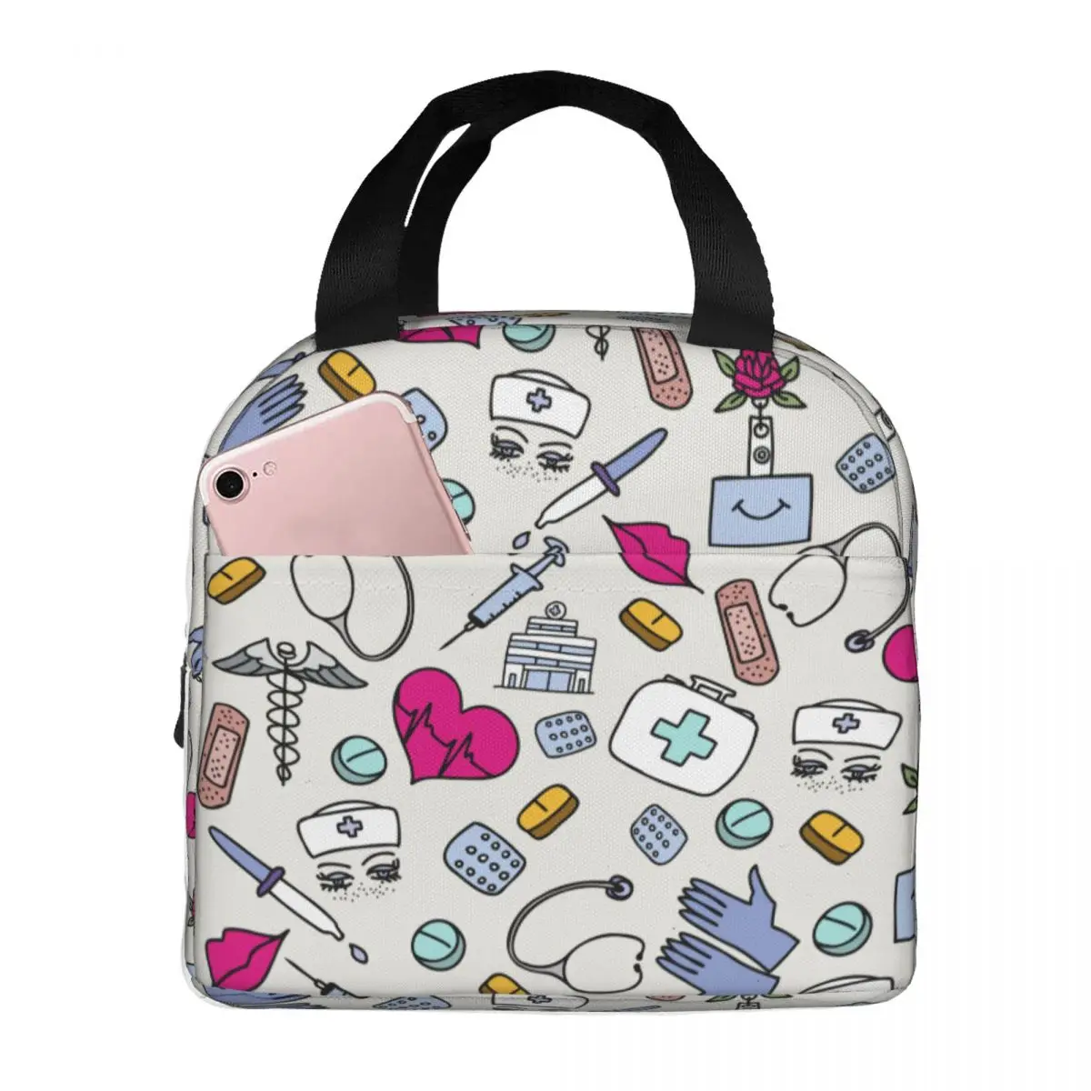 

Doctors Nursing Nurse Lunch Bag Portable Insulated Polyester Cooler Thermal Cold Food Picnic Lunch Box for Women Kids